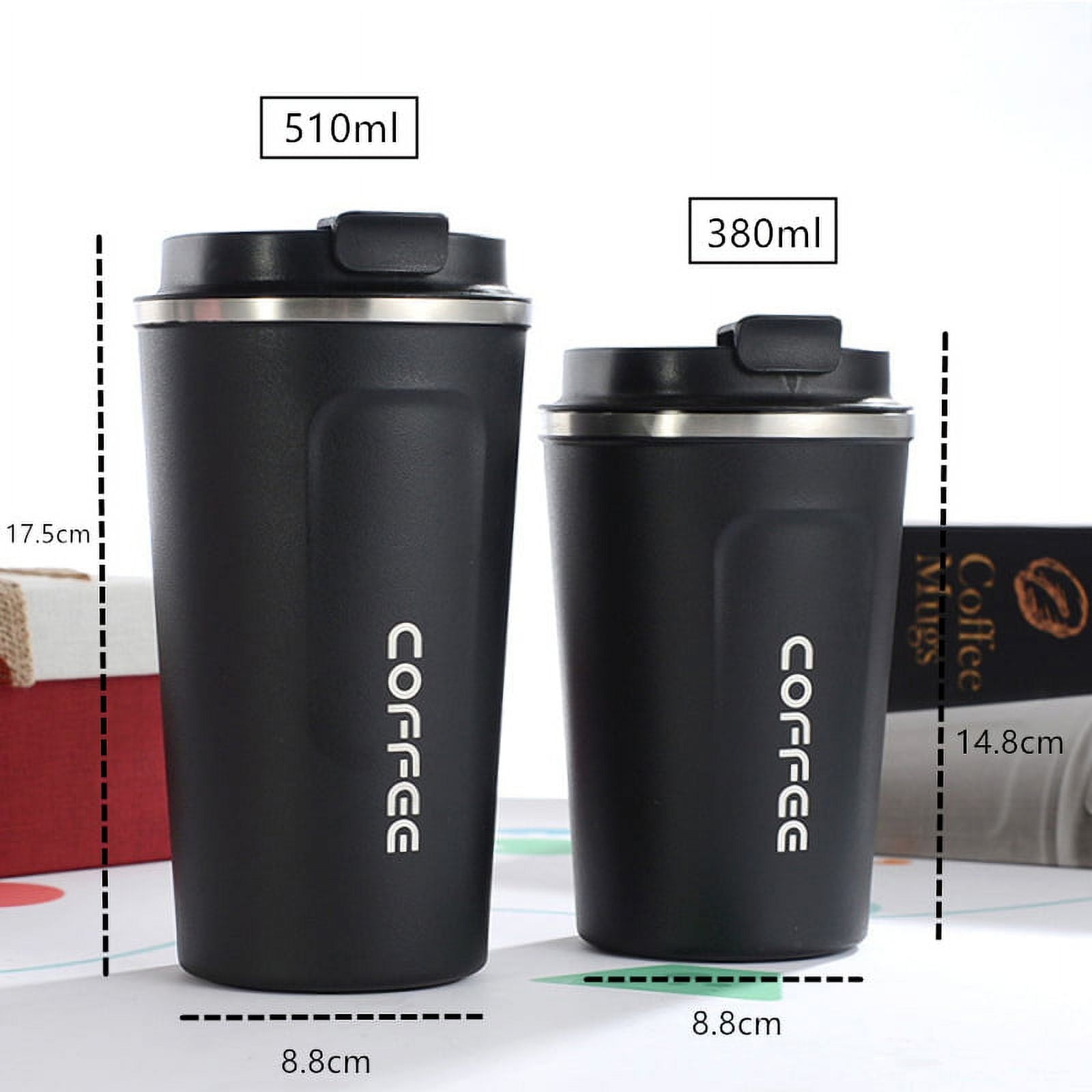 380ML Stainless Steel Car Coffee Cup Leakproof Insulated Thermal Thermos Cup Car Portable Travel Coffee Mug White