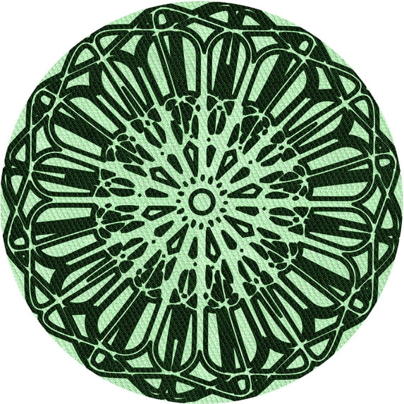 Ahgly Company Indoor Round Patterned Dark Forest Green Area Rugs, 6' Round