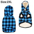 thumbnail image 2 of Suéter a cuadros para mascotas, ropa para perros con gorro extraíble y gruesa, para otoño e invierno, 2 of 5