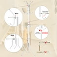thumbnail image 4 of 5.7ft Coat Rack Stand Clothes Tree Floor Hats Hanger Holder with 12 Hooks Sturdy Freestanding Multi Hooks Hanging Clothes, White, 4 of 7
