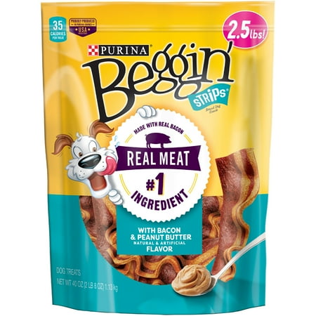 Purina Beggin Strips Bacon - Purina Beggin' Strips Bacon & Peanut Butter Flavor Dog Treats - 40 oz. Pouch
