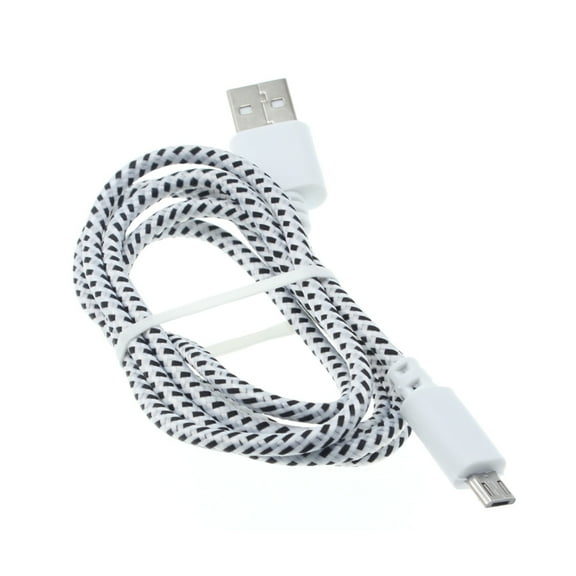 MicroUSB 3ft USB Cable for LG K8X, Tribute Monarch, Phoenix 5, Fortune 3, Aristo 5 - Charger Cord Power Wire Sync Fast Charge Braided White J3R