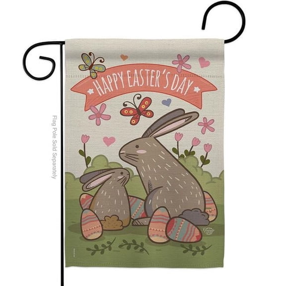 Ornament Collection G192020-BO Happy Easters Day with Colorful Bunny Eggs Springtime Easter Double-Sided Decorative Garden Flag, Multi Color