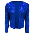 thumbnail image 5 of Unir Loose Fit Short Sequin Stand Collar Jacket, Glitter Open Front Party Outer Coat, Lightweight Evening Layering Garment, 1 Piece Outfit, S-XXL Plus Size Friendly, 5 of 5