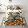 thumbnail image 2 of Manfei Spooky Halloween Castle 7-Piece Twin Bedding Sets,Funny Pumpkin Lantern Bedding Comforter Set,Black Bats Sheet Sets For Teens,Luxury Bedroom Decor Reversible, 2 of 8