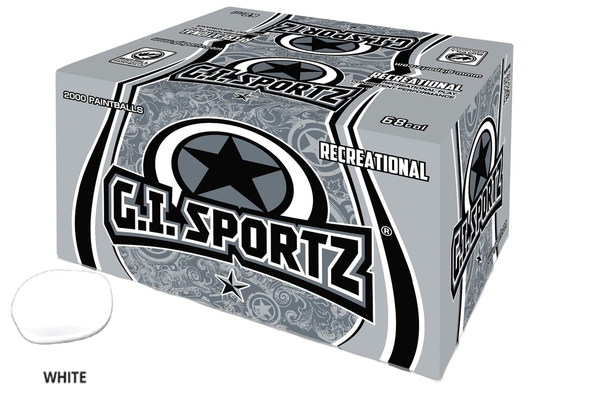 GI SPORTZ 1 STAR RECREATIONAL PAINTBALLS 2000 Rounds WHITE FILL
