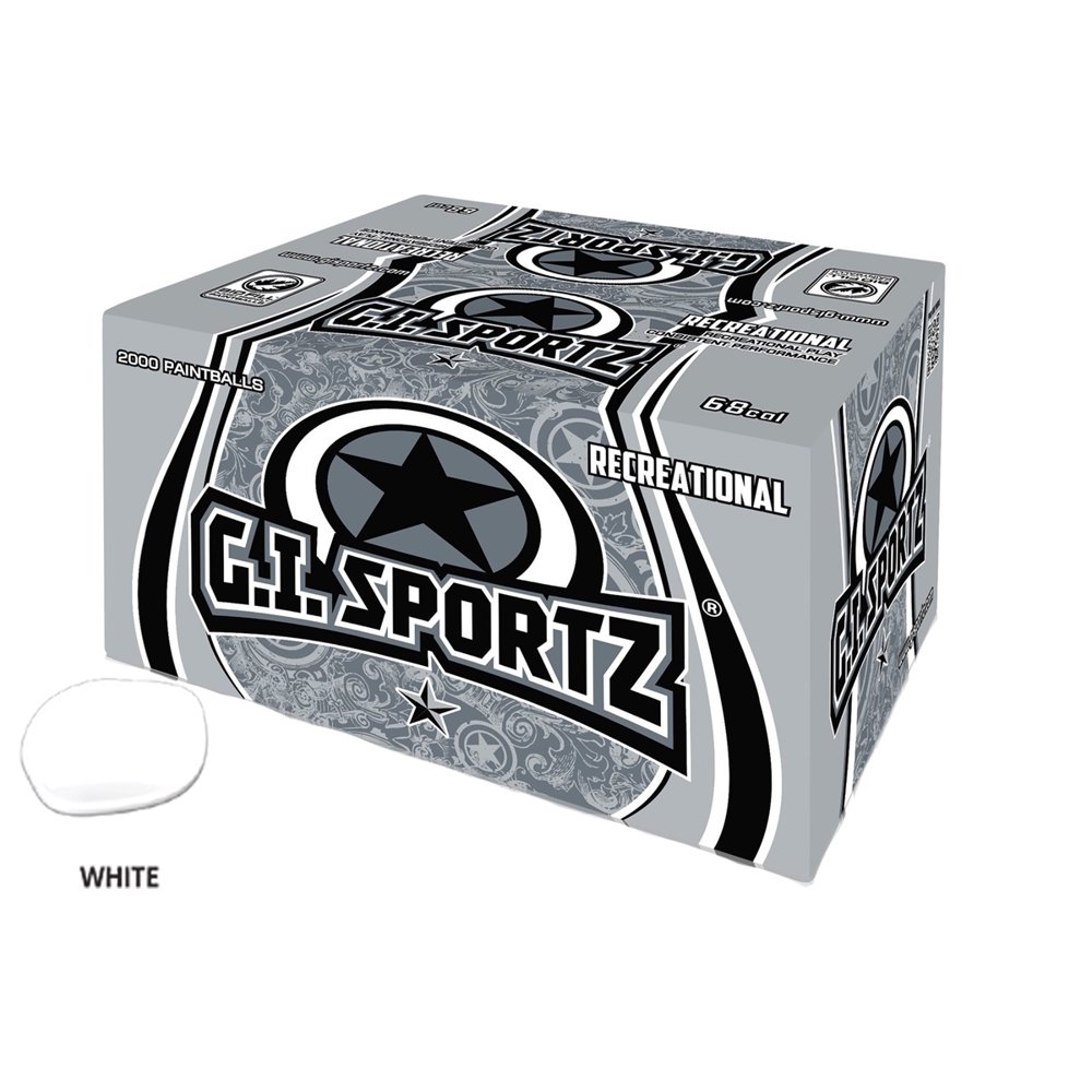GI SPORTZ 1 STAR RECREATIONAL PAINTBALLS 2000 Rounds WHITE FILL