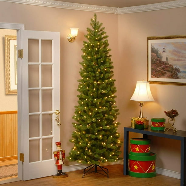 7.5’ PreLit Downswept Douglas Slim Fir Artificial Christmas Tree