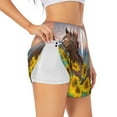 thumbnail image 2 of Disketp Horse Sunflowers Print Women's Shorts Workout Shorts for Athletic Gym Running Shorts with Phone Pockets Medium, 2 of 8
