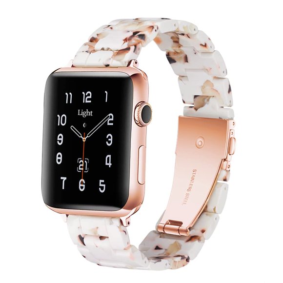Light Apple Watch Band-Fashion Resin Apple Watch Series 8 Series 7 band, iWacth Bands, Apple Watch Bands for Women Compatible with Apple Watch Series 8 7 SE 6 5 4 3 2 Nougat White 42mm/44mm/45mm/49mm