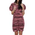 thumbnail image 4 of Vestido de mujer con estampado de camuflaje, camiseta larga, manga corta, vestido suelto, rojo vino, 5XL Inevent AP002154-16, 4 of 6