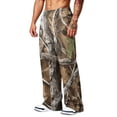 thumbnail image 3 of Havenx Camo Sweat Pants for Men Wide Leg Dry Leaf Print Elastic Waist Pants with Pockets Open Bottom Camouflage Trousers Athletic Jogger Workout Casual Fashion Streetwear,Camel 3XL, 3 of 7