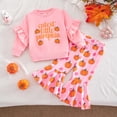 thumbnail image 2 of Xyant Toddler Baby Girl Halloween Outfit Pumpkin Print Ruffle Long Sleeve Sweatshirt Flare Pants 2pcs Clothes Set (Red,3-4 Years), 2 of 4