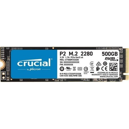 Crucial P2 500GB 3D NAND NVMe PCIe M.2 SSD Up to 2300 MB/s - CT500P2SSD8