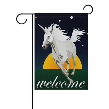 POPCreation Beautiful Rainbow Unicorn Garden Flag Decorative Holiday Home Flag 28x40 Inches