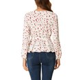 thumbnail image 3 of INSPIRE CHIC Blouse à Manches Longues Florale à Encolure Carrée avec Ceinture Blanc-Rouge TP, 3 of 6