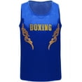 thumbnail image 3 of Linjinx Kids Unisex Boxing Kickboxing Training Suit Halloween Costumes Shiny Letter Printed Tank Top and Shorts Set Blue 8, 3 of 7