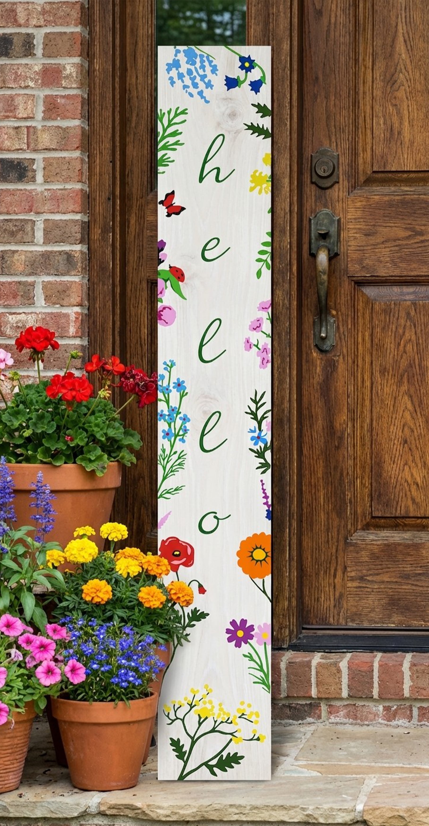 Calloway Mills 118704707 Cottage Meadow Hello Porch Leaner, 47" x 07"