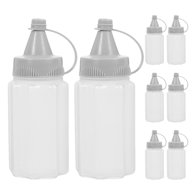 8 botellas exprimibles de cocina de 30 ml, dispensador de condimentos de plástico reutilizable, recipiente para salsas de acampada de calidad alimentaria para aceite, vinagre, aderezo para ensaladas