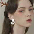 thumbnail image 2 of Red Green Christmas Drop Dangle Earrings for Women Gold-Toned Long Chain Jingle Bell Wreath Snow Santa Claus Round Ball Dangling Fish Hook Studs Earring Funny Xmas Holiday Jewelry, 2 of 12
