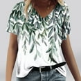 thumbnail image 4 of Camiseta de Manga Corta de la Mujer con Cuello en V Causal, Camiseta de Estante de Imitación de Moda de Verano, 4 of 5