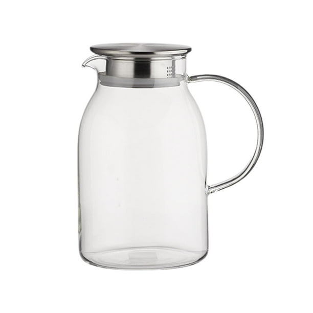 Jarra de vidrio, recipiente para bebidas, jarra de agua, garrafa de agua con asa para 1.5L