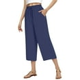 thumbnail image 4 of Womens Casual Pants Wide Leg Pants for Women Ladies' And Linen High Waisted Solid Color Loose And Tight Waist Lace Up Wide Leg Pants, 4 of 5