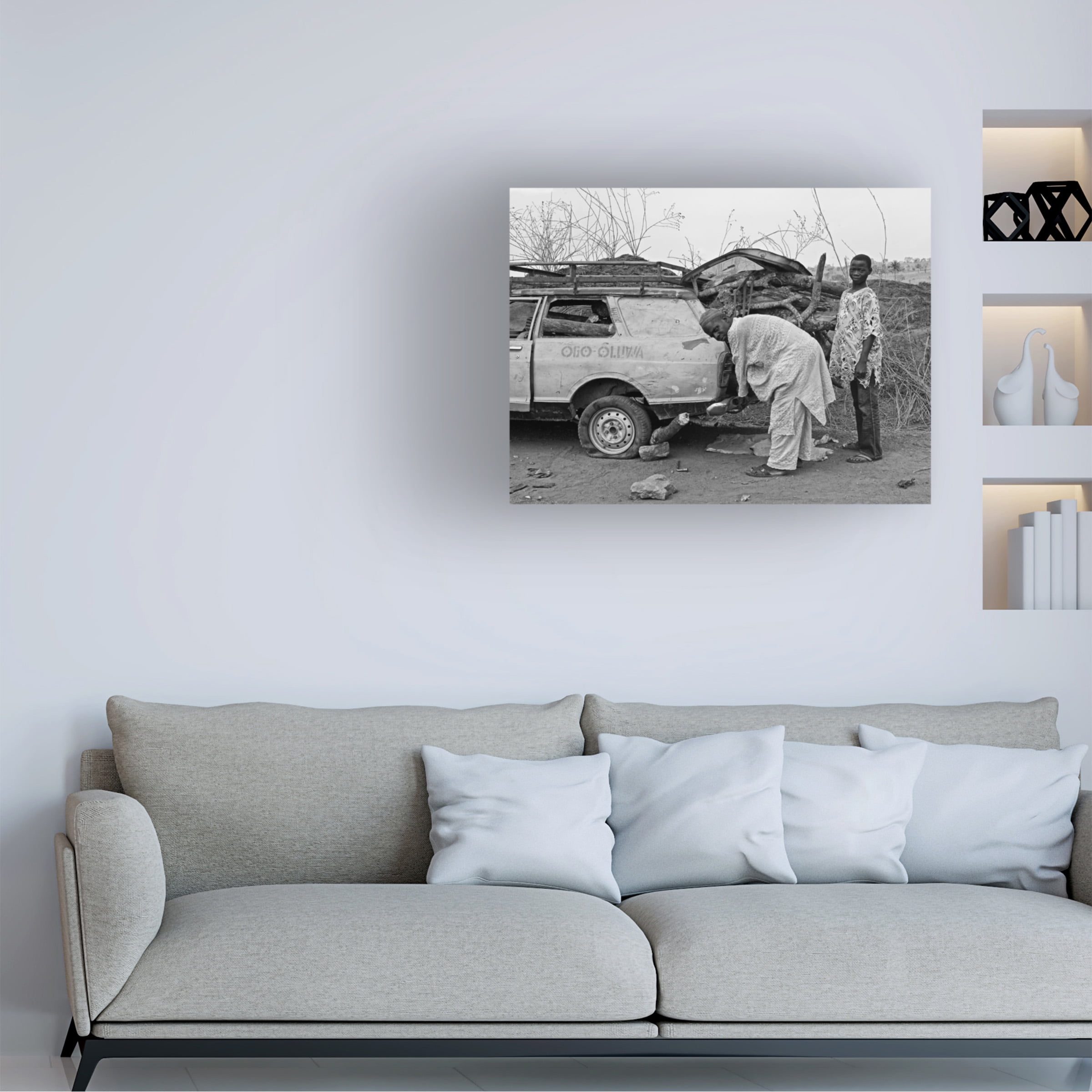 mallal moshe 'fixing the car' Canvas Art