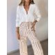 thumbnail image 5 of Conjunto de Dos Piezas para Mujer, con Estampado Geométrico, Pantalones de Cintura Alta y Camisa Sencilla. Caqui XXXL, 5 of 9