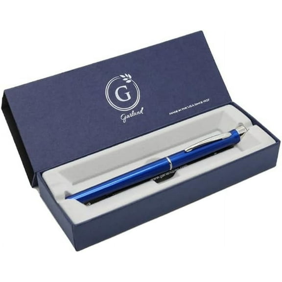 Garland Patriotic Executive Metal Ballpoint Twist Pen- Made in USA- Blue with Chrome Accents- Medium Pt Black Ink- Gift for corporate events and milestone- Box included