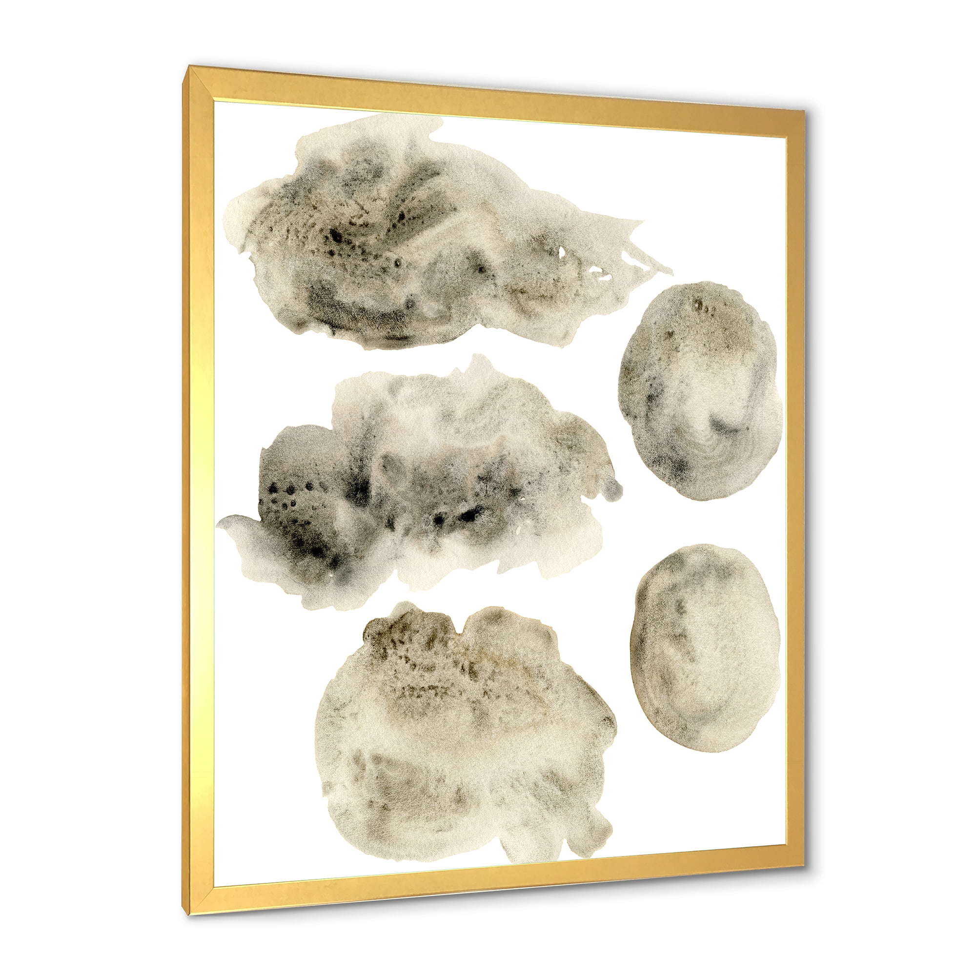 Designart 'Golden Beige and Grey Clouds II' Modern Framed Art Print