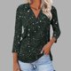 thumbnail image 2 of Camiseta de Solapa de Cuello en V de la Manga Superior de 3/4 de las Mujeres, Uso Diario Cómodo Casual, 2 of 9