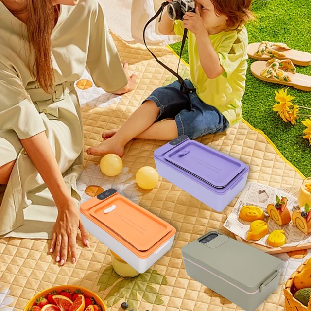Cordless Electric Lunch Box, 1L Capacity Battery Powered 40W Portable Food Warmer for Car Office Travel Picnic and Outdoor