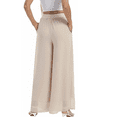 thumbnail image 6 of MLDRA Womens Dress Pants Palazzo Wide Leg Beach Trouser Elastic Waist Chiffon Culottes with Pockets Khaki Size XL, 6 of 6