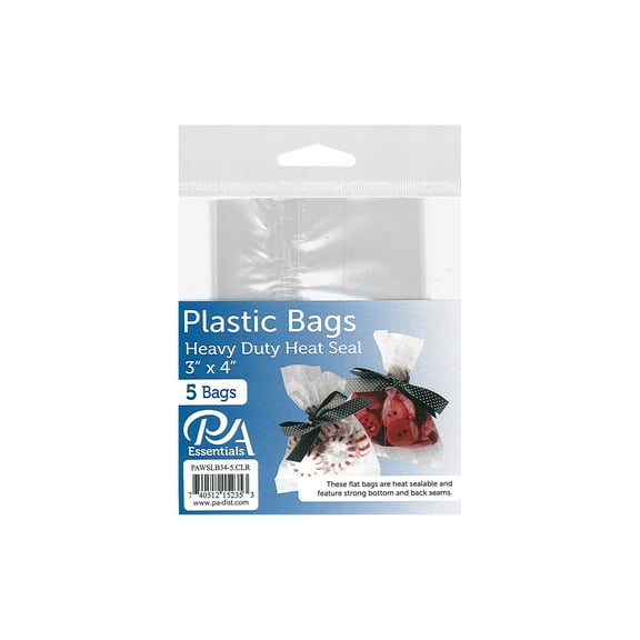 PA Ess Bag Heavy Duty Heat Seal 3x4" Clear 5pc