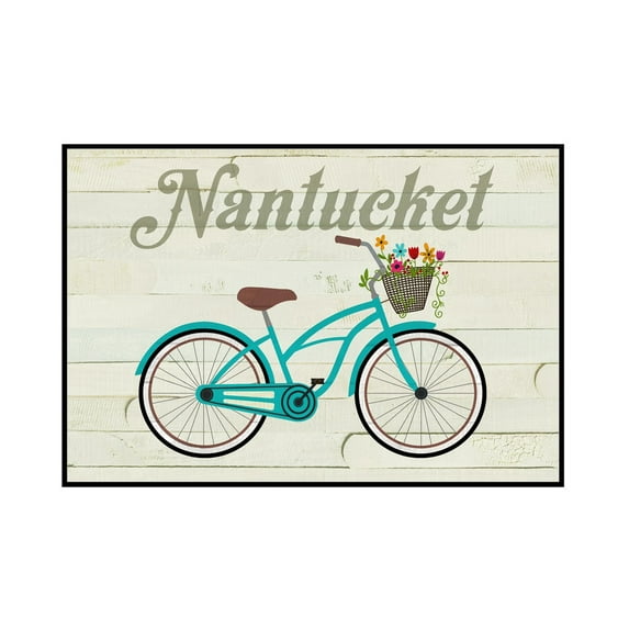 Nantucket, Massachusetts - Beach Cruiser & Basket - Lantern Press Artwork (36x24 Framed Gallery Wrapped Stretched Canvas)