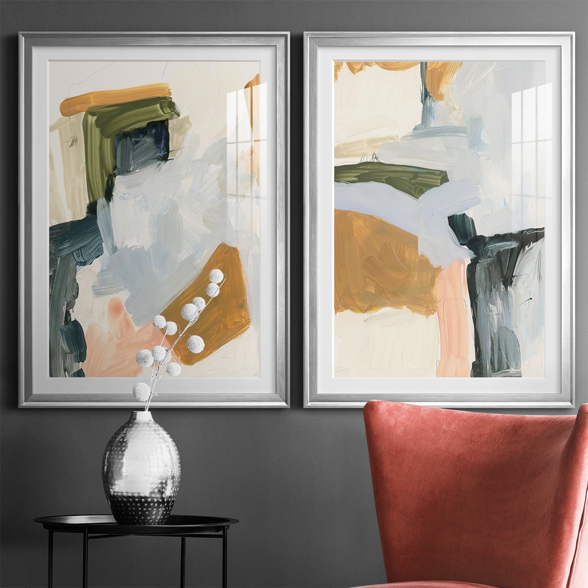 Wexford Home Palette Meld I Premium Framed Print, 18.5" x 24.5" - Ready to Hang, Silver (Set of 2)