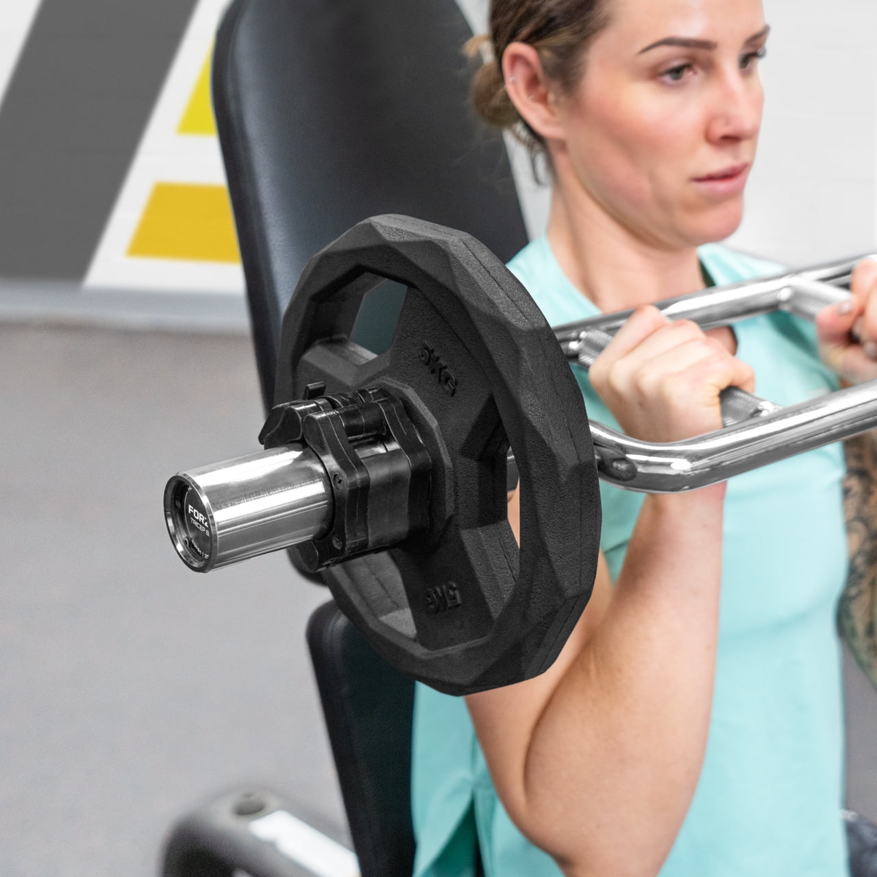 FORZA Olympic Tricep Bar | 20lb Steel Barbell with Chrome Finish – Strength Training for Triceps, Biceps & Shoulder Workouts