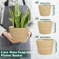 thumbnail image 3 of 6 Pcs Seagrass Planter Basket Flower Pots Cover Plant Baskets Hand Woven Plant Basket Storage Containers with Plastic Liners for Indoor Outdoor Flower Pots Decoration 10, 7, 8.3 Inch(Classic), 3 of 7