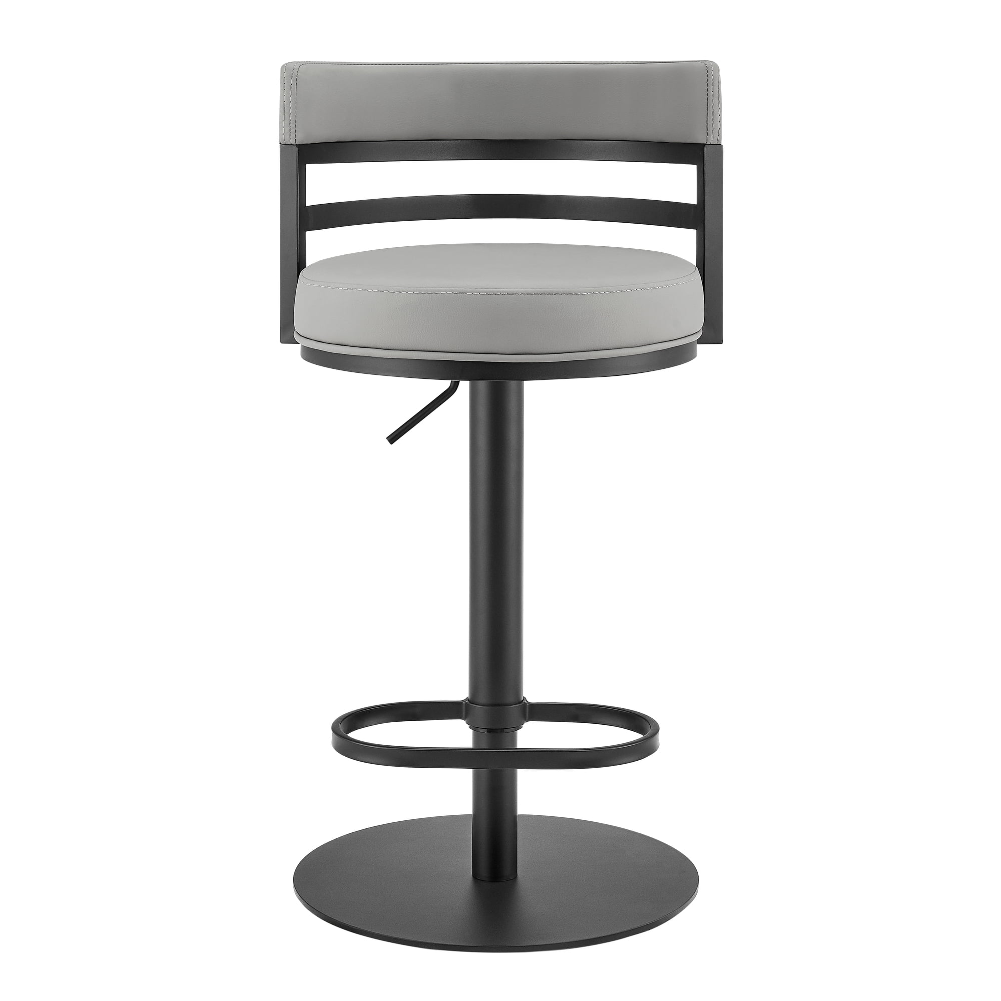 Judi Modern Industrial Swivel Metal Adjustable Height Barstool With Faux Leather Seat