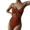 thumbnail image 2 of UTTOASFAY Women'S Swimsuit Women'S Bikini Set One-Piece Swimsuit Soild Swimwear Beachwear Coffee S, 2 of 8