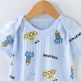 thumbnail image 4 of KPOPLK Baby Boys Bodysuit Pajamas Stripe Printed 0-18 Months Newborn Outfit Short Sleeve One-piece Pjs Clothing 0-12 Months Size 12-18 Months,Dark Blue, 4 of 5