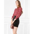 thumbnail image 3 of Unique Bargains Women's Ruffled Mock Neck Smocked Long Sleeve Floral Print Blouse, 3 of 6