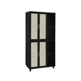 thumbnail image 5 of 4 Door Storage Cabinet with 4 Shelves & 4 Adjustable Inner Shelves, Wood Medicine Cabinet with Anti-toppling Accessories & Metal Hinge, Medicine Cabinet Organizer for Living Room,Hallway, Black, 5 of 9