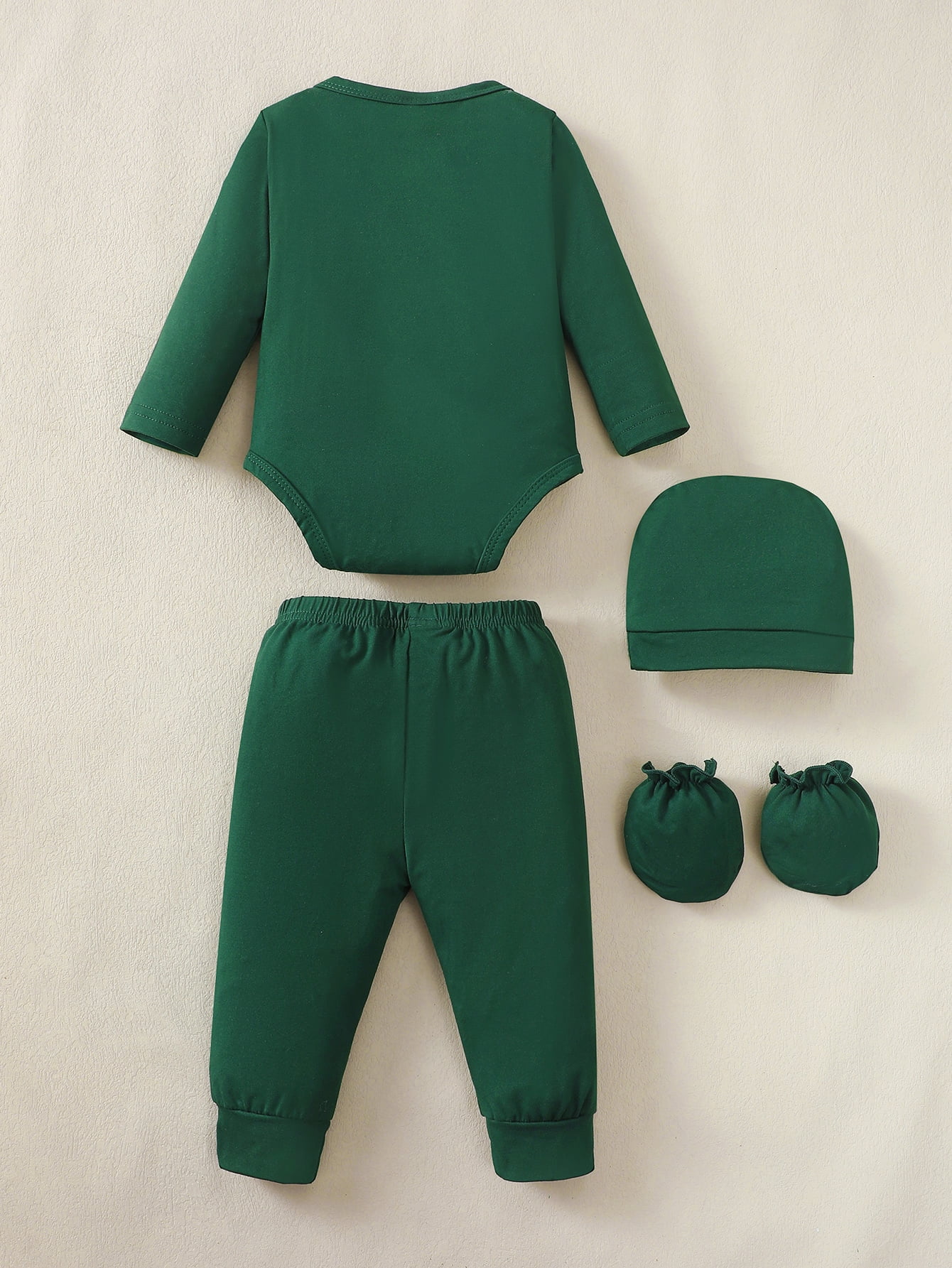 KIMI BEAR Newborn Baby Boys Layette Set 9-12 Months Winter Outfits Long Sleeves Dinosaur Print Romper Top Pants Gloves Hats 4 Packs Shower Gifts 16 Piece Set Green