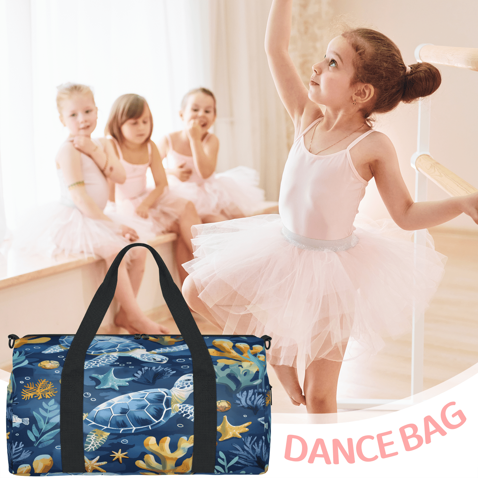 Herdesigns Sea Turtles Travel Duffle Bag Sports Yoga Weekender Overnight Carry on Workout Bags Lightweight Waterproof Gym Tote Bag for Women Beach Theme