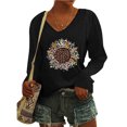 thumbnail image 2 of Pompotops T-Shirt Décontracté à Manches Longues et Col en V pour Femmes en Liquidation, 2 of 4