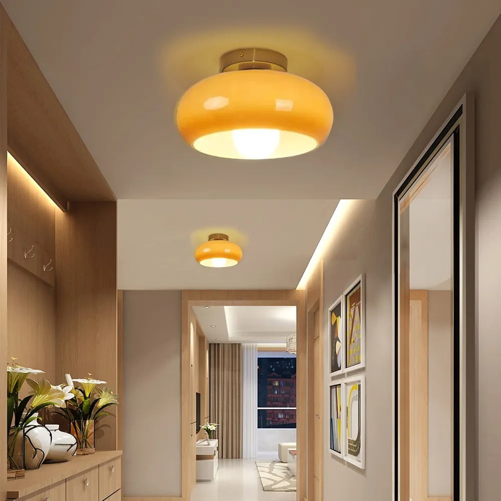 UEEYAC French Medieval Minimalist Bedroom Egg Tart Shaped Ceiling Light