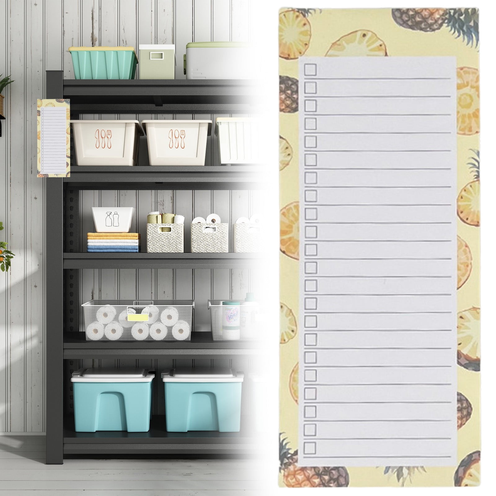 1 Pc Shopping List Pad, Strong Magnetic Notepads, Tear Off Memo Pads with Fruit Designs for Grocery List, Shopping List, To-Do List, Reminders, 8.38x3.5 inch