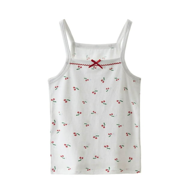 Little Girls Sleeveless Tank Top Cute Cartoon Print Casual Daily Spring Fall Clothes Size 5-6T